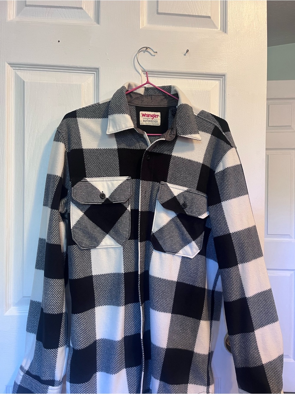 Wrangler Black & White Buffalo Plaid Utility Jacket